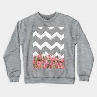 Shabby Chevron Stripes in Gray & White Crewneck Sweatshirt